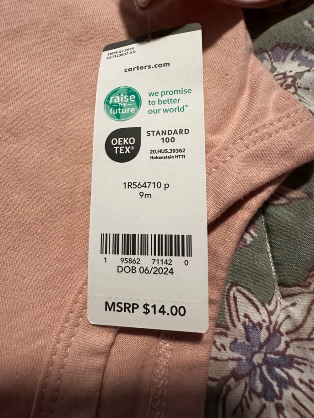 Baby Girl Long Sleeve Onesie 9M NWT